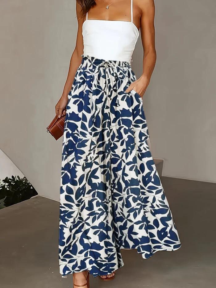 Plus Size Wide Leg Pants - Stylish Solid Paper Bag Waist Design, Elegant Pocket Tie Front, Loose Fit For Comfort, Perfect For Spring & Summer, Women's Fashionable Clothing For Curvy Figures
