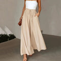 Plus Size Wide Leg Pants - Stylish Solid Paper Bag Waist Design, Elegant Pocket Tie Front, Loose Fit For Comfort, Perfect For Spring & Summer, Women's Fashionable Clothing For Curvy Figures