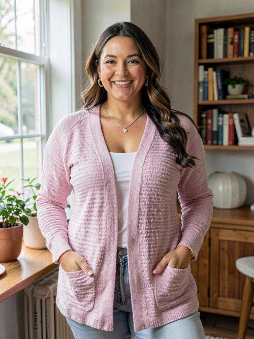 Belldini Plus Size Textured Open-Front Cardigan, Size 3X